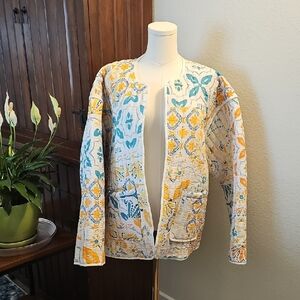 Colorful Quilted Jacket with Floral Patterns